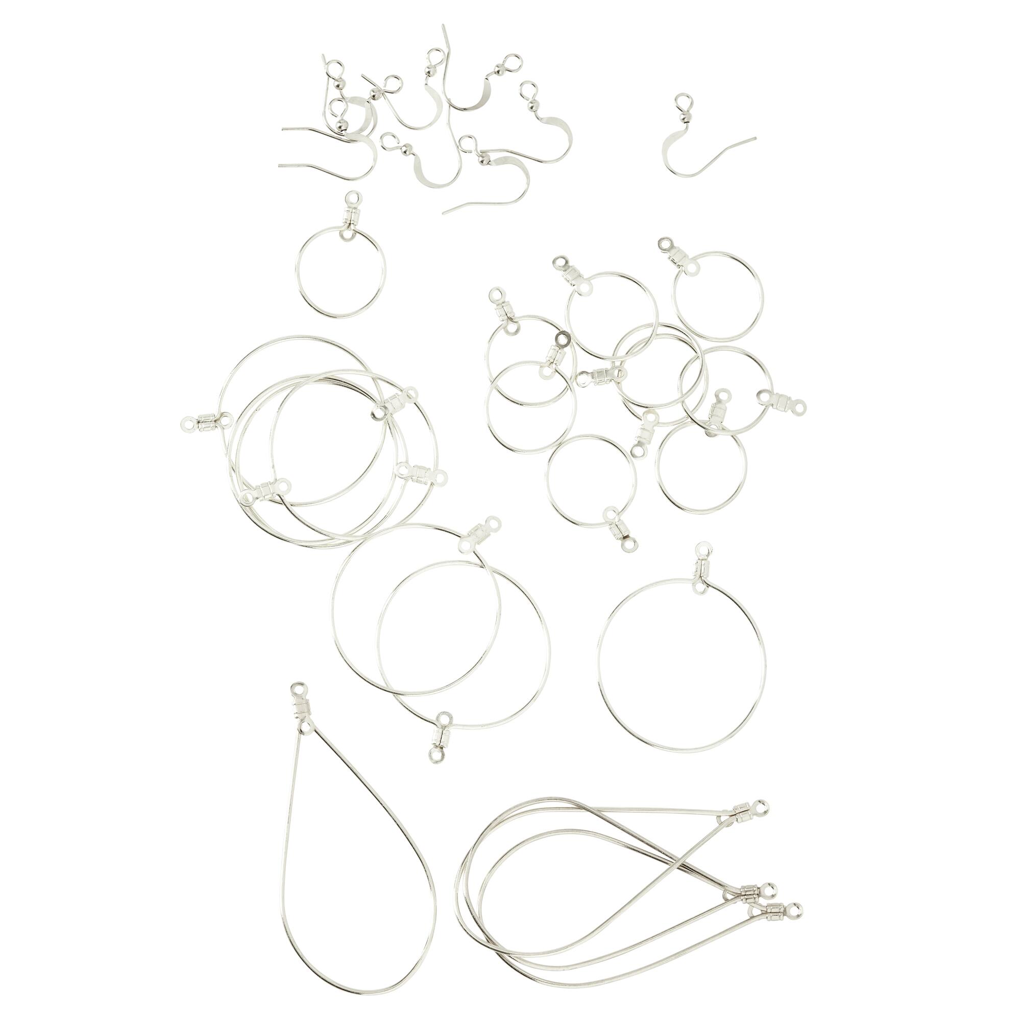 12 Packs: 32 ct. (384 total) Premium Metals Mixed Rhodium Ear Wires by Bead Landing™